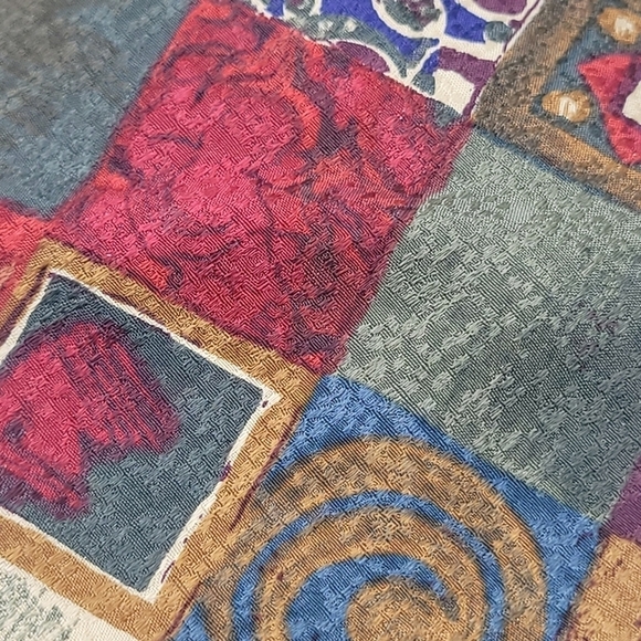 Structure 100% Silk Italian Fabric Checkered Geometric Men's Tie - Picture 2 of 3